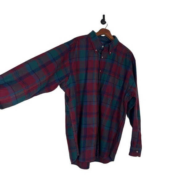 Pendleton Large Plaid Flannel Button Down Front Pocket Lumberjack Grunge Wool - Picture 3 of 8